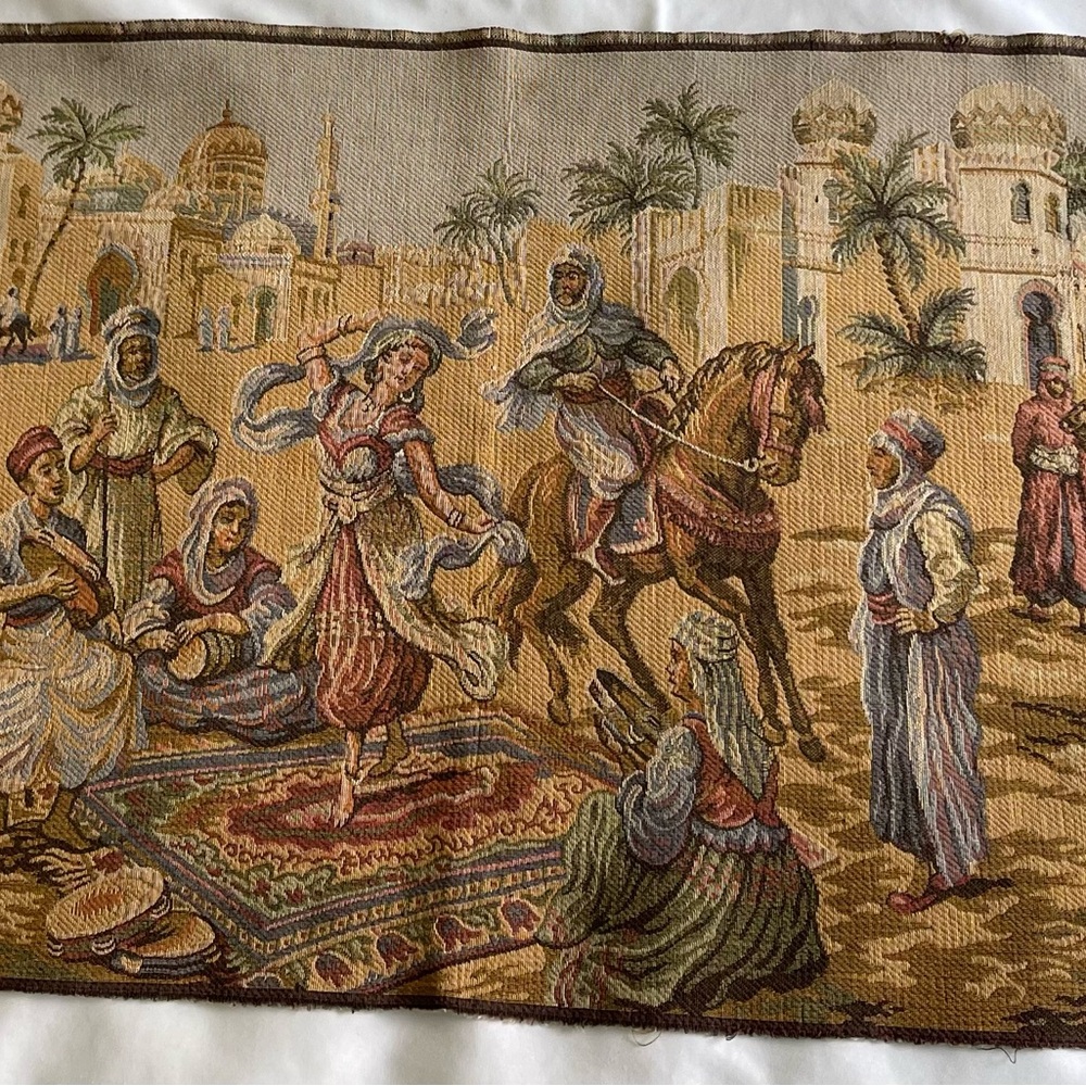 Vintage Woven Dancer Tapestry 53” long x 18” high